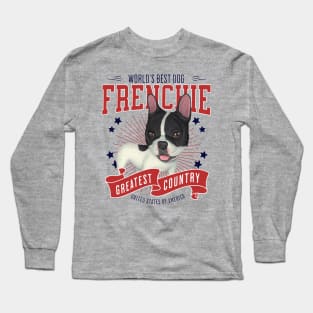 Black & White French Bulldog USA Long Sleeve T-Shirt